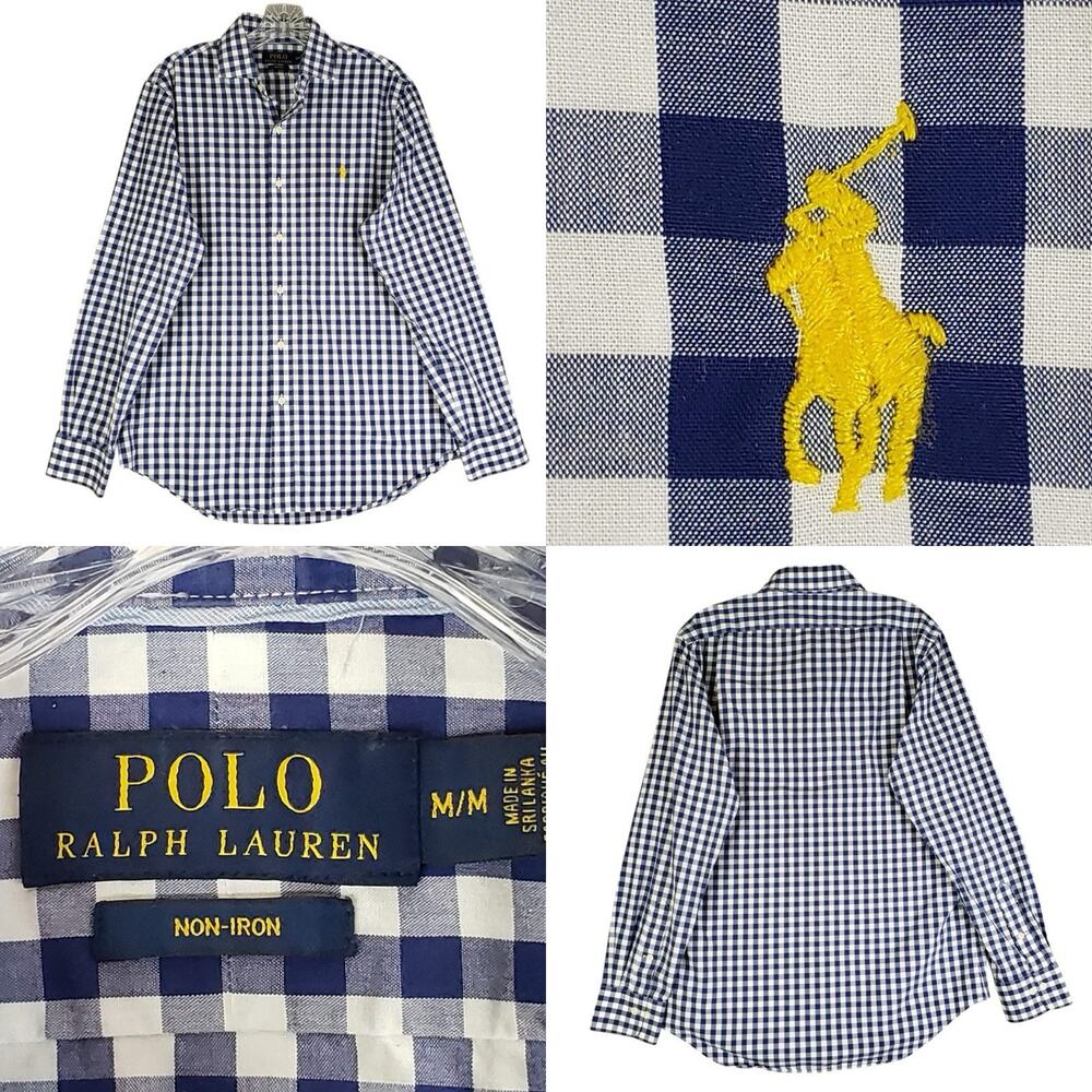 Polo Ralph Lauren Oxford Shirt Mens Size Medium M Button Down Blue Plaid